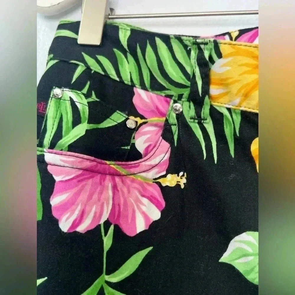 Lauren Ralph Lauren Women Tropical Print Slit‎ Cropped Pants Sz 8 - Picture 4 of 12